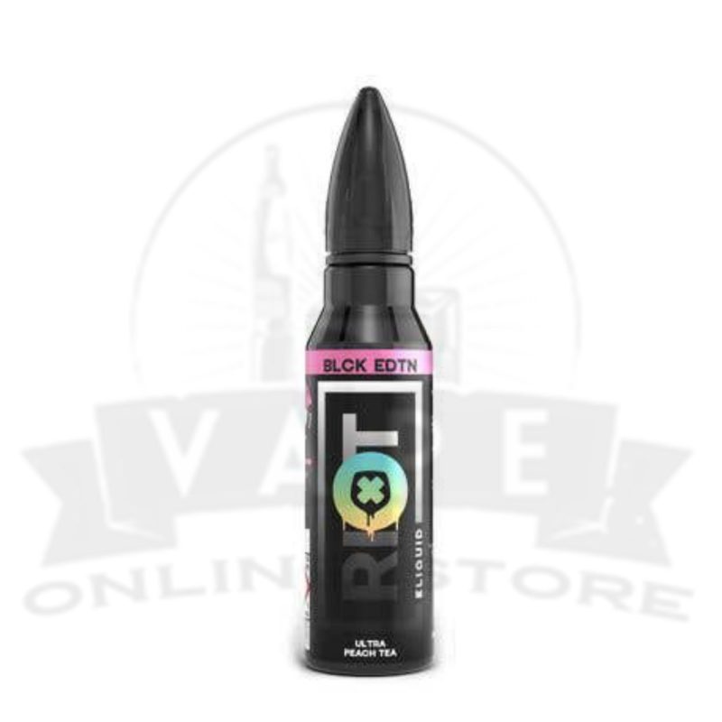 riot squad black edition ultra peach tea 50ml shortfill e liquid or pack of 2